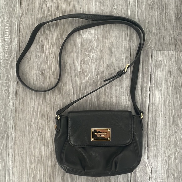 Michael Kors Black Cross Body Bag with Gold Details - Picture 1 of 6